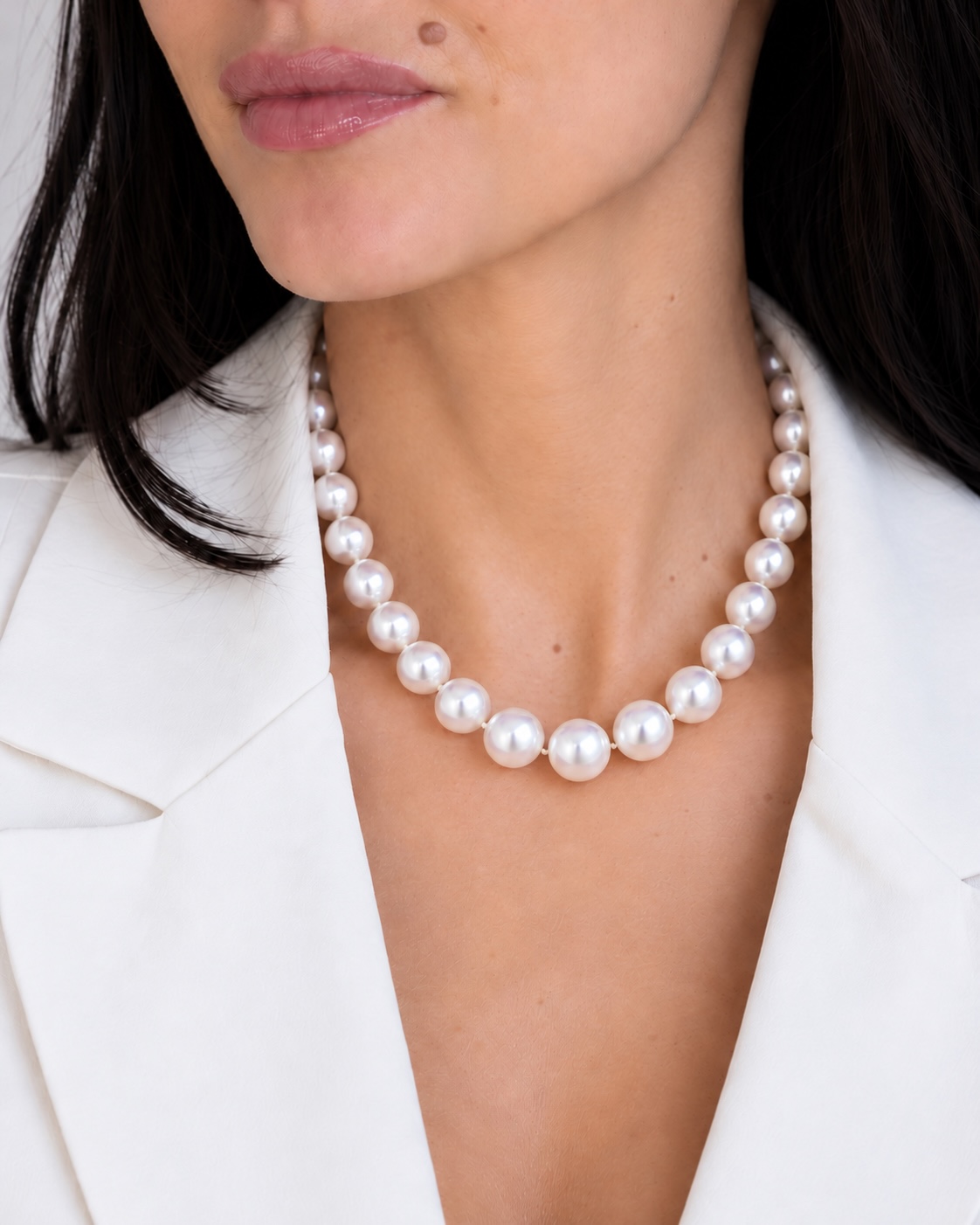 11.5-12.5mm White Freshwater Pearl Necklace - AAAA Quality - Secondary Image