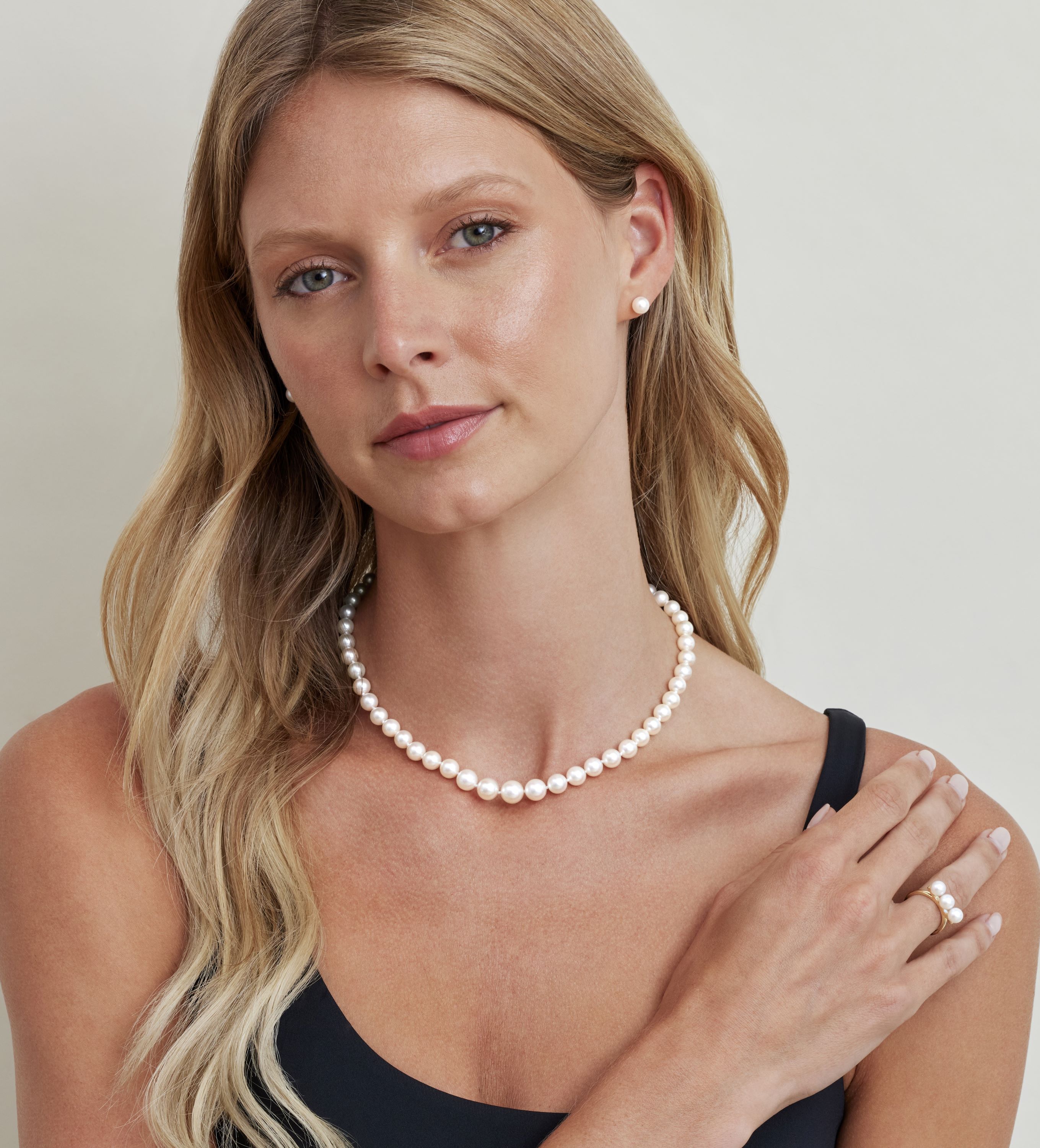 6.0-9.0mm Japanese Akoya White Graduated Pearl Necklace - AAA Quality