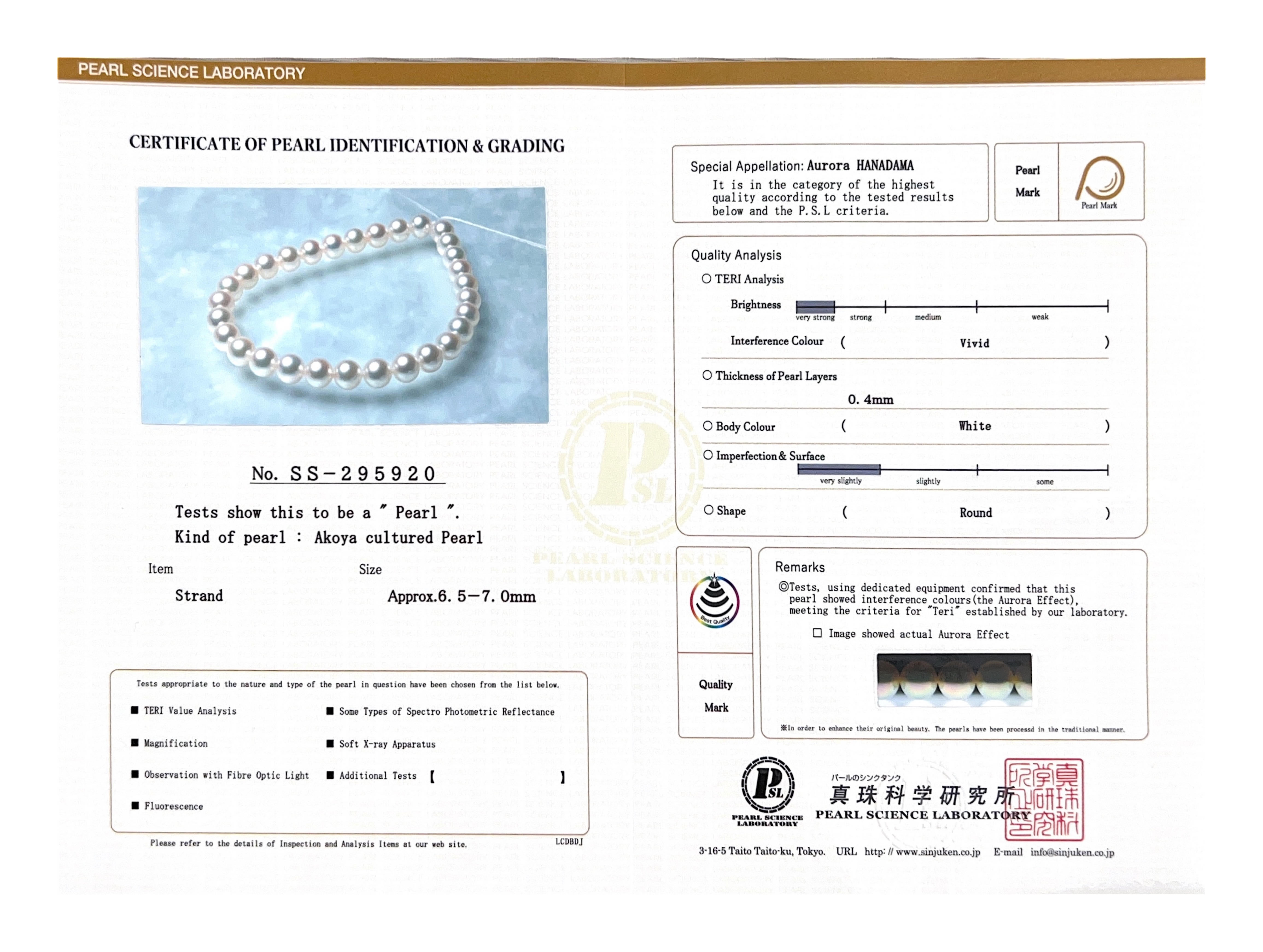 6.5-7.0mm Hanadama Akoya White Pearl Bracelet