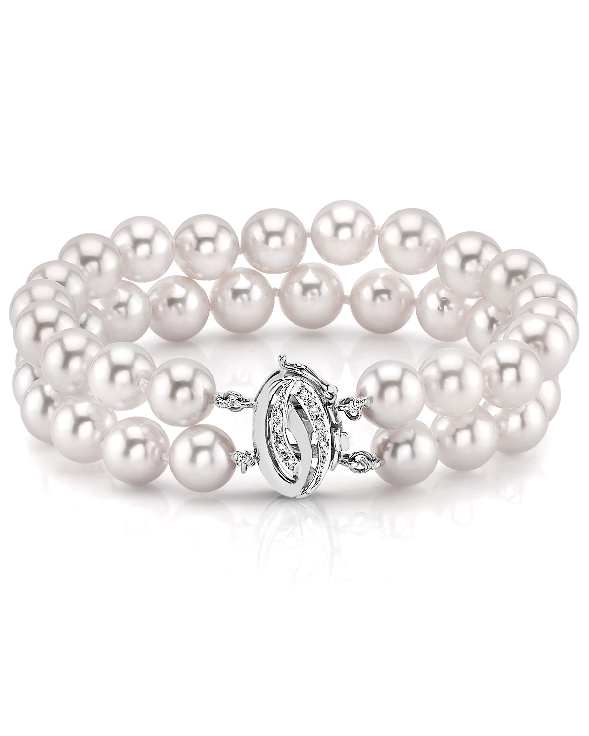 Japanese Large Akoya White Pearl Double Bracelet