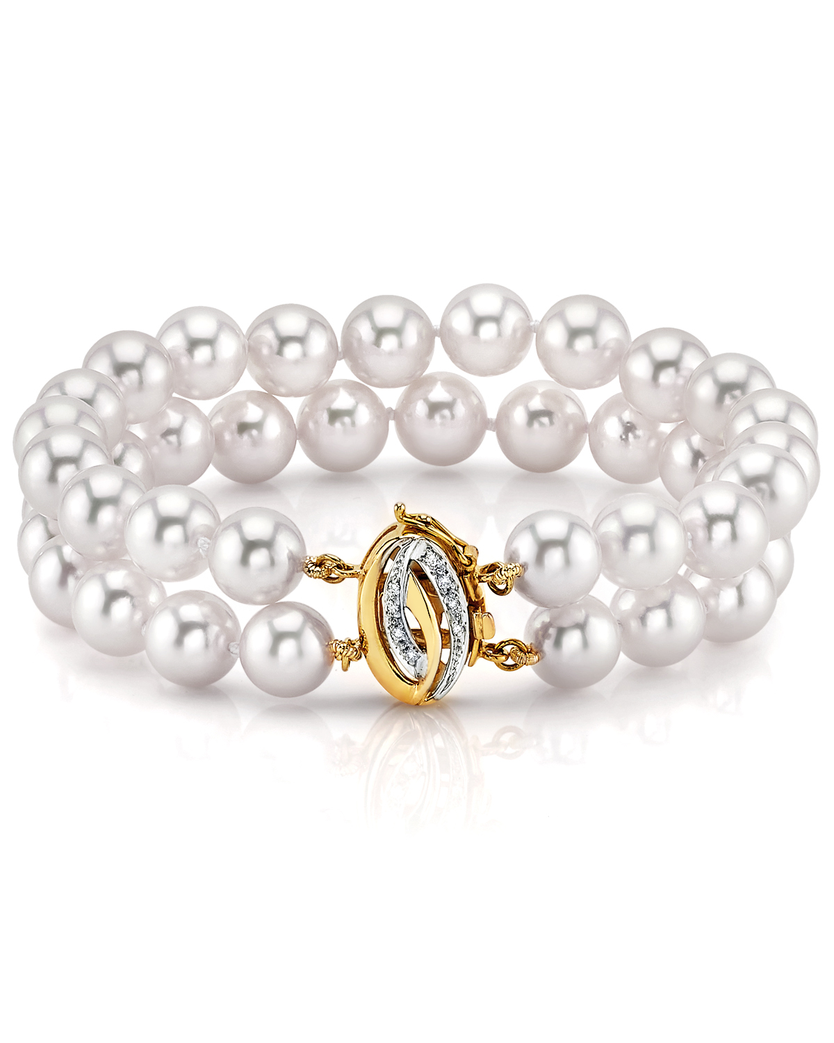 Japanese Large Akoya White Pearl Double Bracelet