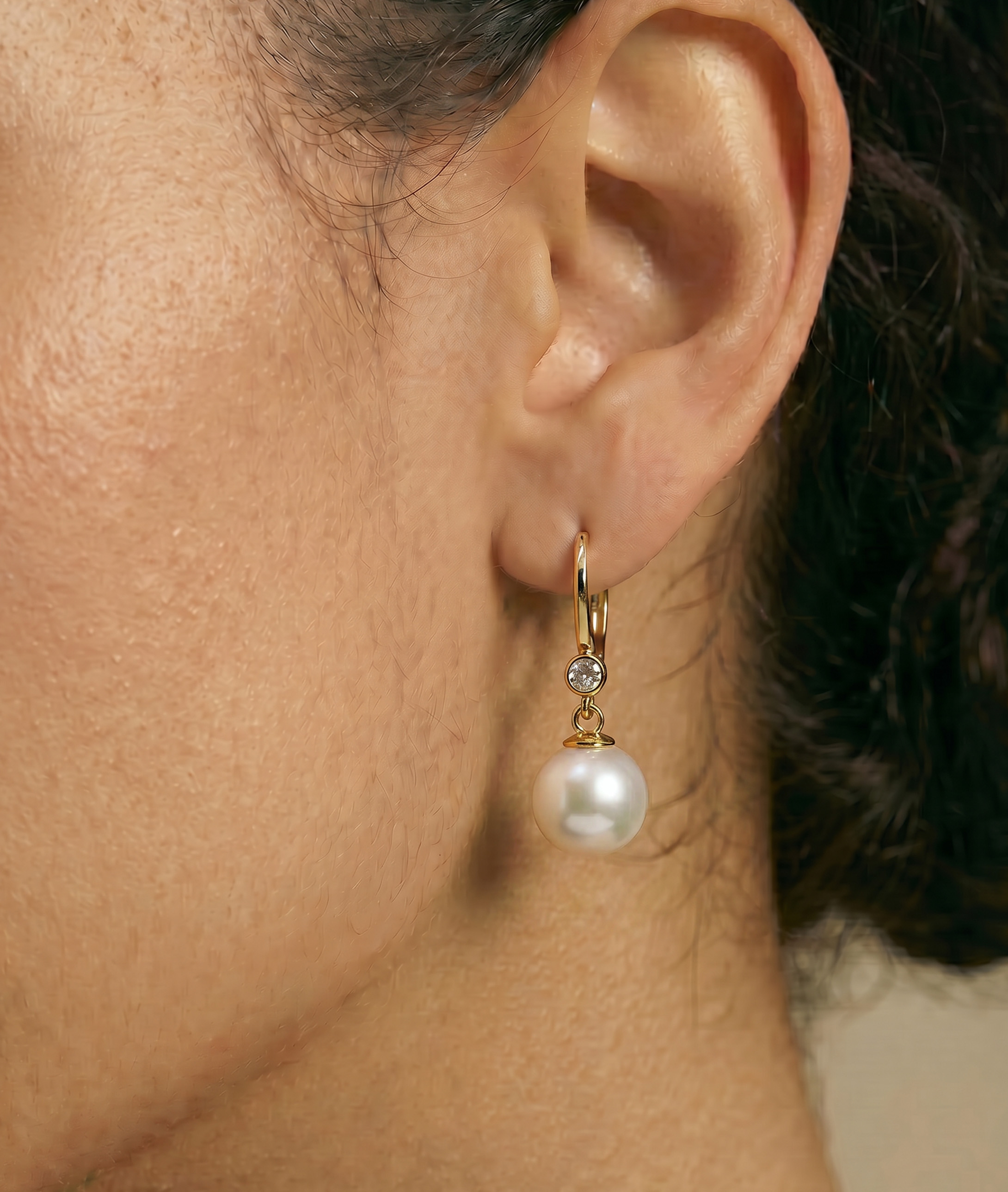 South Sea Pearl & Diamond Michelle Earrings - Secondary Image