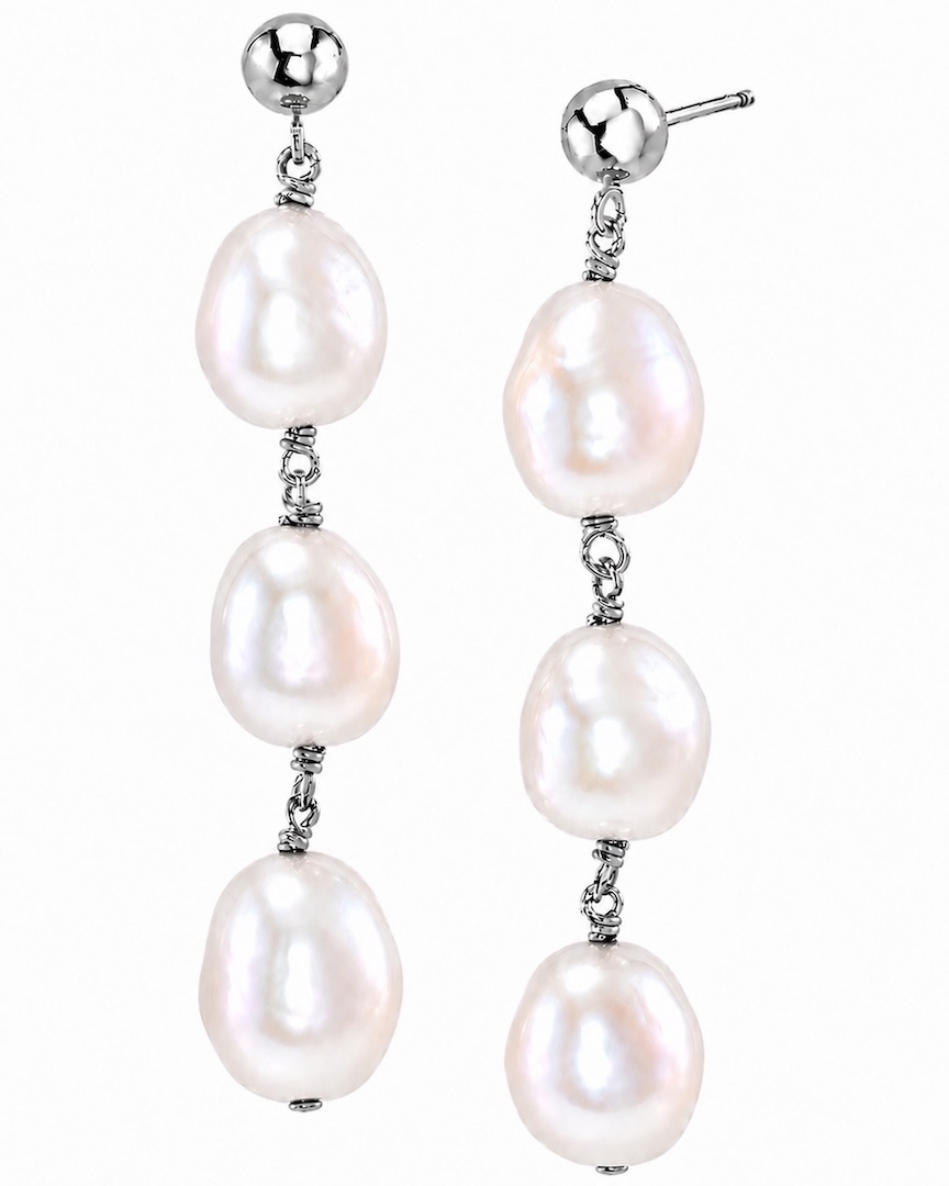 Japanese White Akoya Baroque Pearl Becca Earrings - Secondary Image