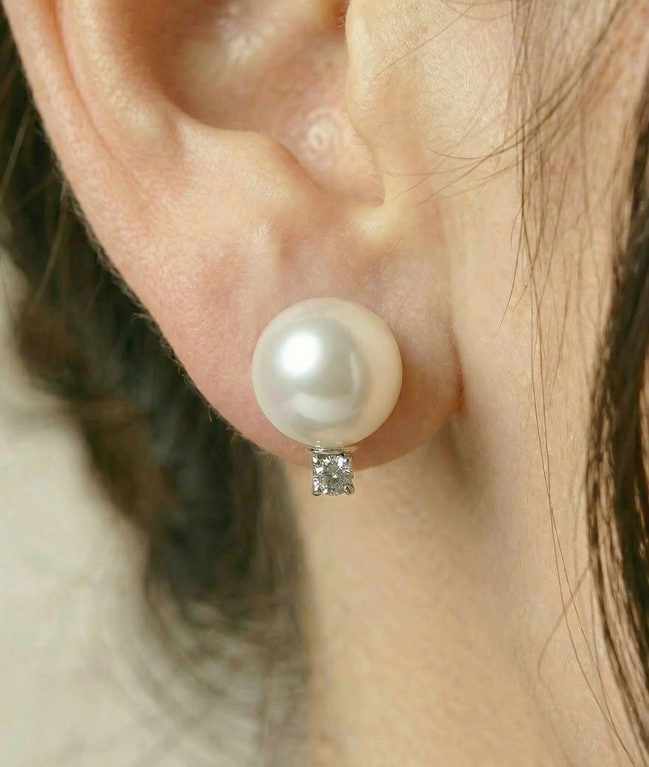 Akoya Pearl & Diamond Sasha Earrings - Secondary Image
