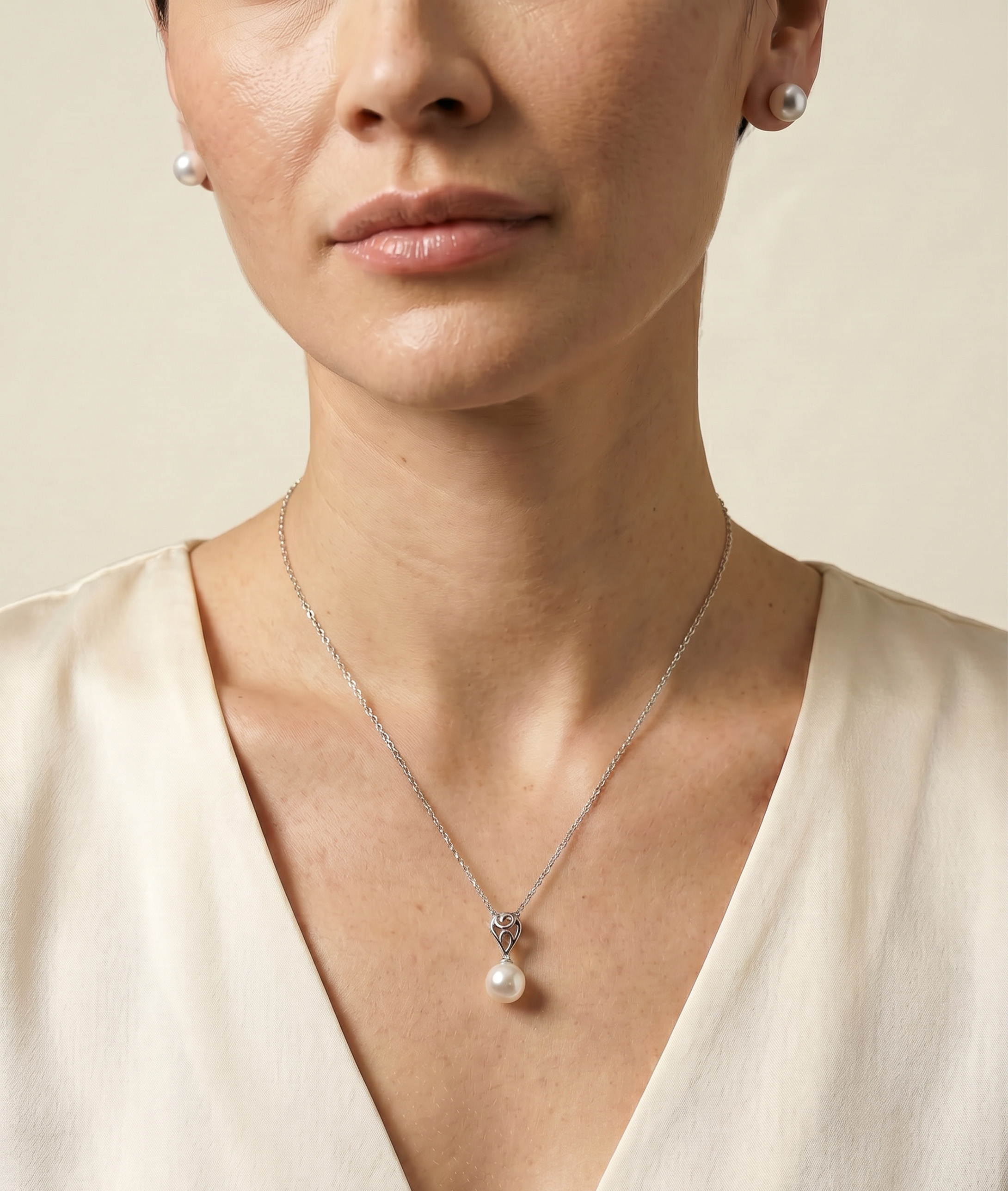 White South Sea Pearl Andrea Pendant - Model Image
