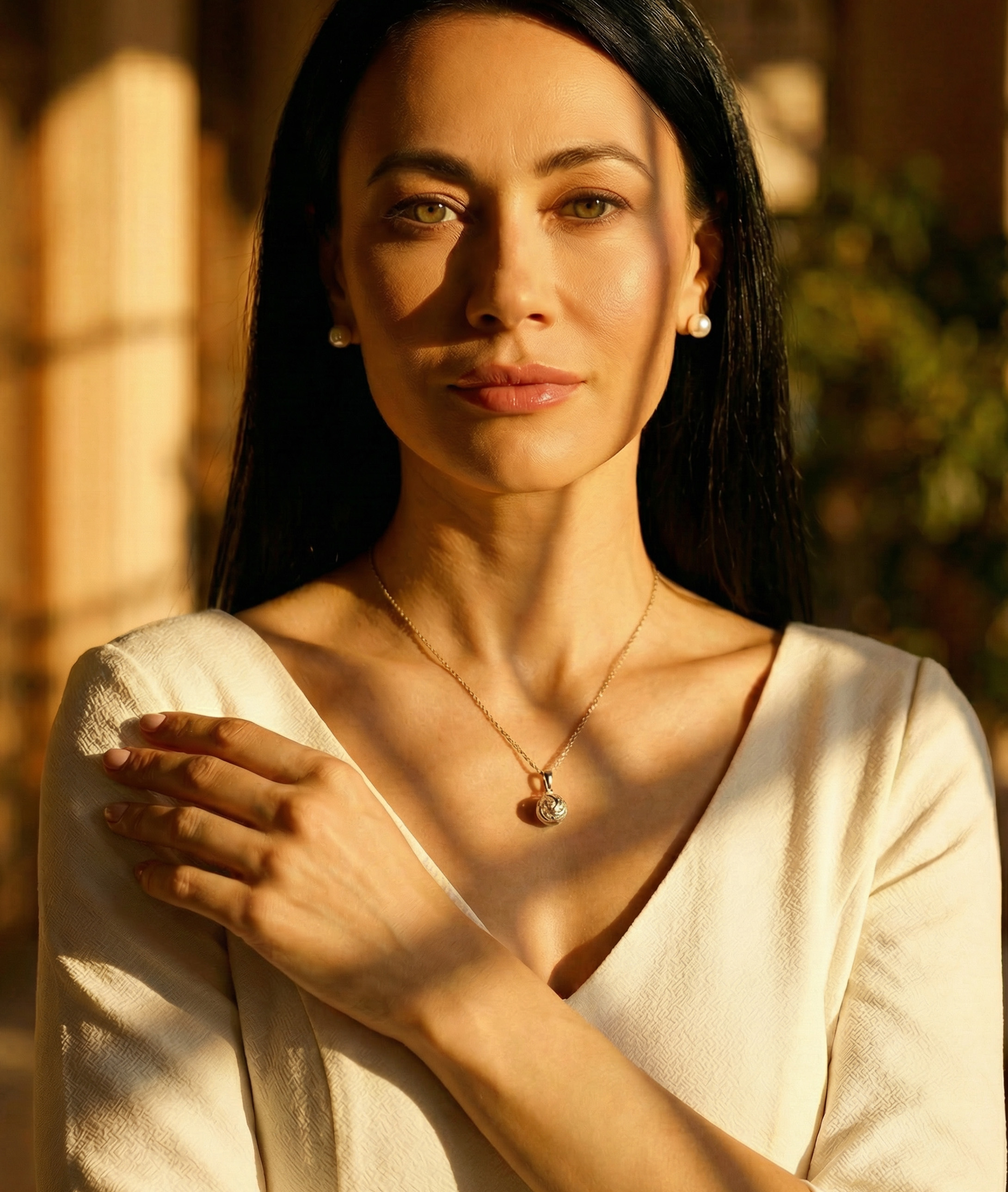 Japanese Akoya Pearl Cora Pendant - Model Image