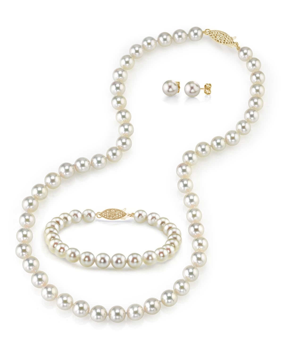 7.5-8.0mm Japanese Akoya White Pearl Set