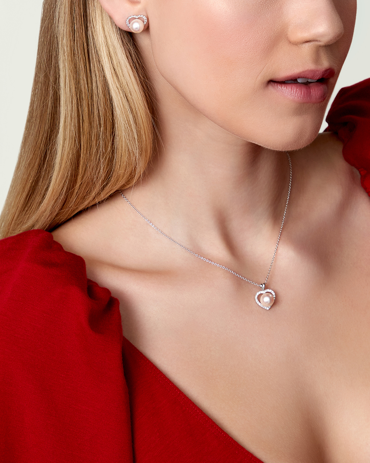 Akoya Pearl & Diamond Heart Amour Pendant
