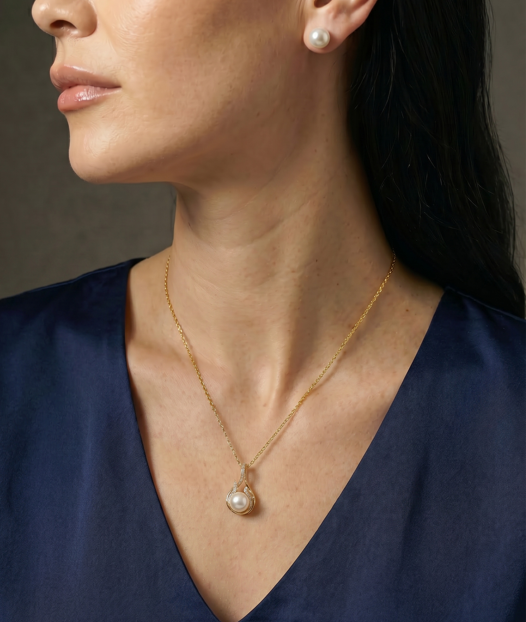 South Sea Pearl & Diamond Layla Pendant - Model Image