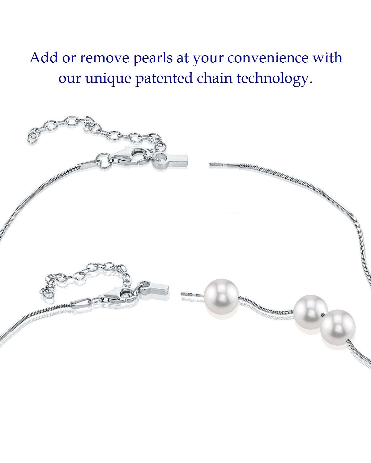 Pearl Moments - 7.5-8.0mm Akoya Pearl Silver Adjustable Chain Necklace