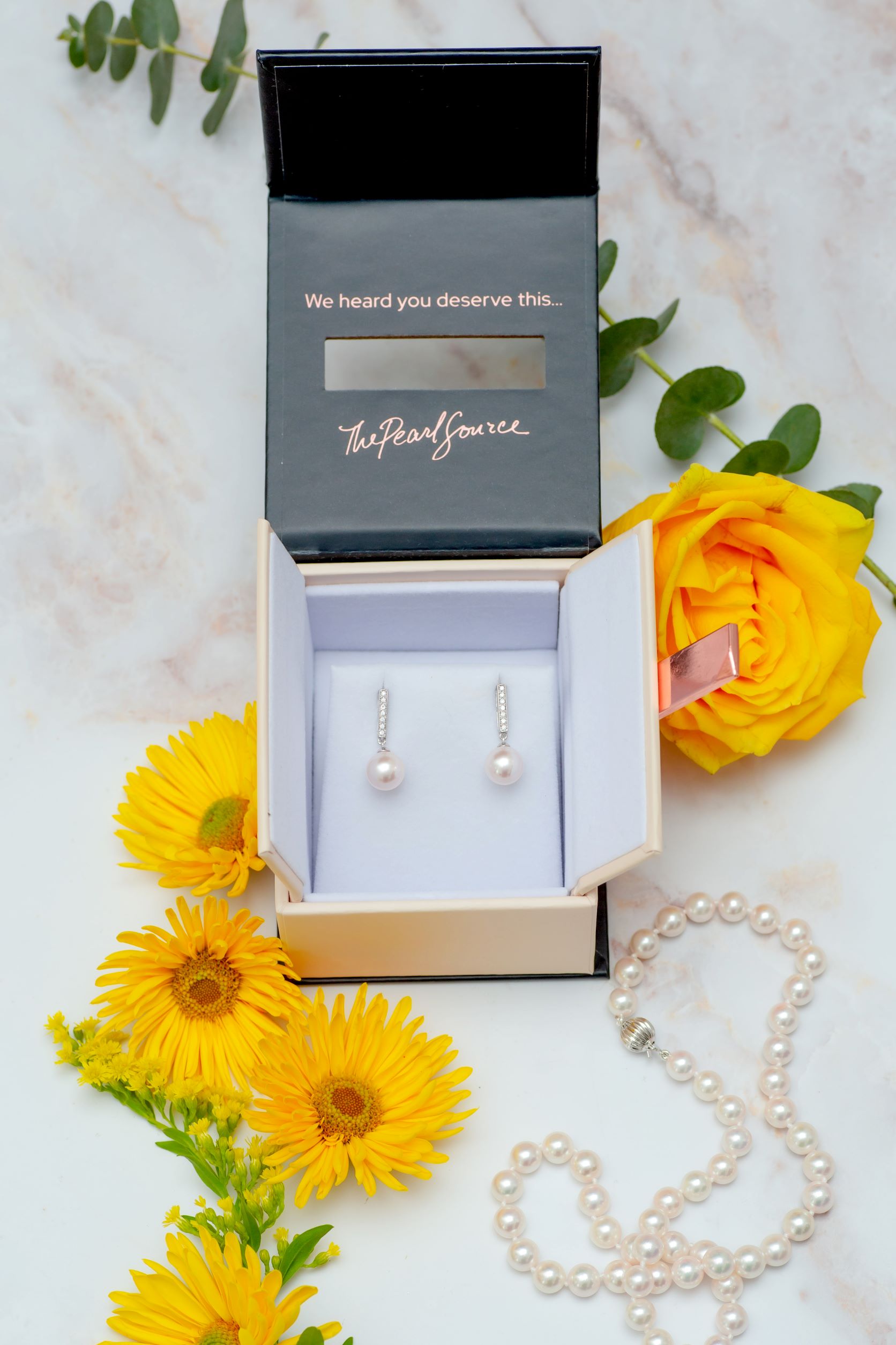 Akoya Pearl Dangling Diamond Earrings