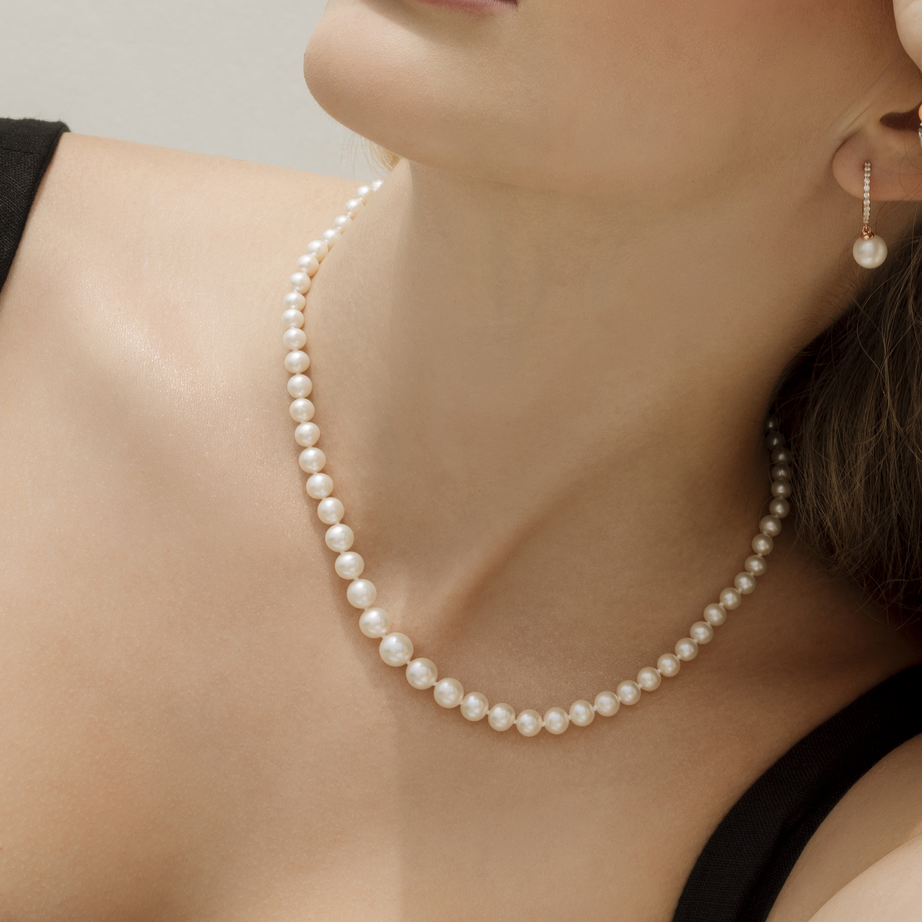 3.0-9.0mm White Freshwater Graduated Pearl Necklace