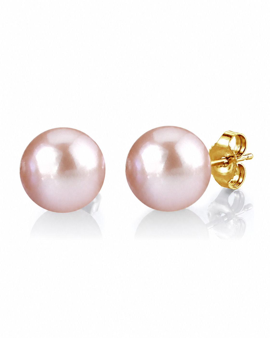 10mm Pink Freshwater Round Pearl Stud Earrings