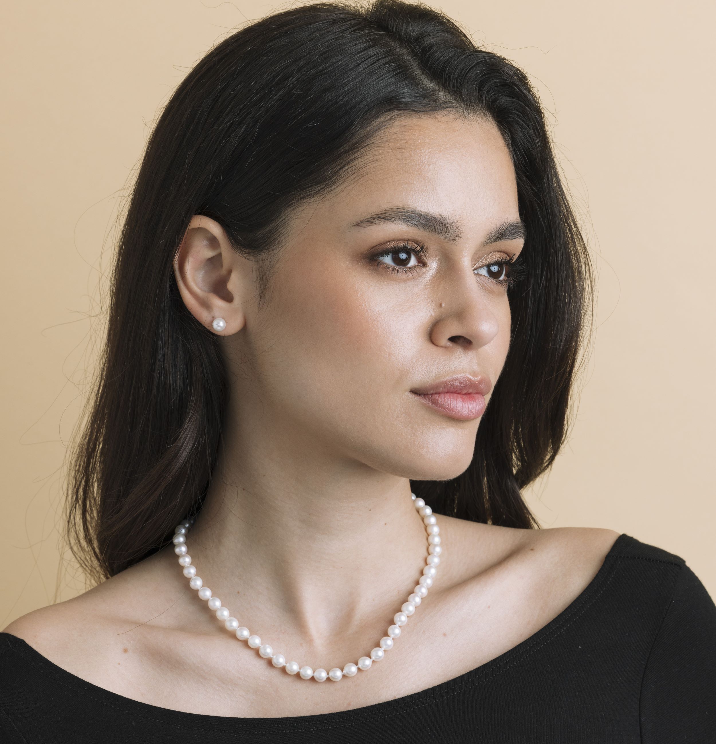 6.5-7.0mm Japanese Akoya Pearl Necklace & Earrings