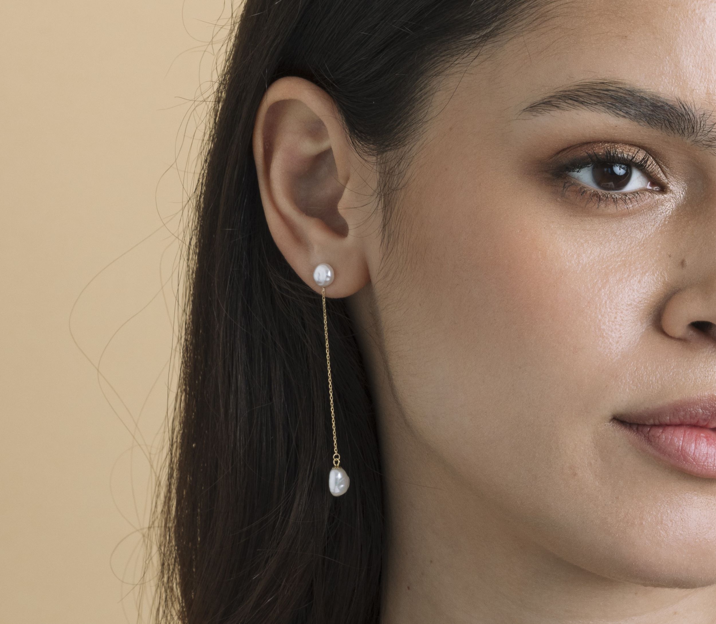 Double White Freshwater Keshi Pearl Joana Earrings