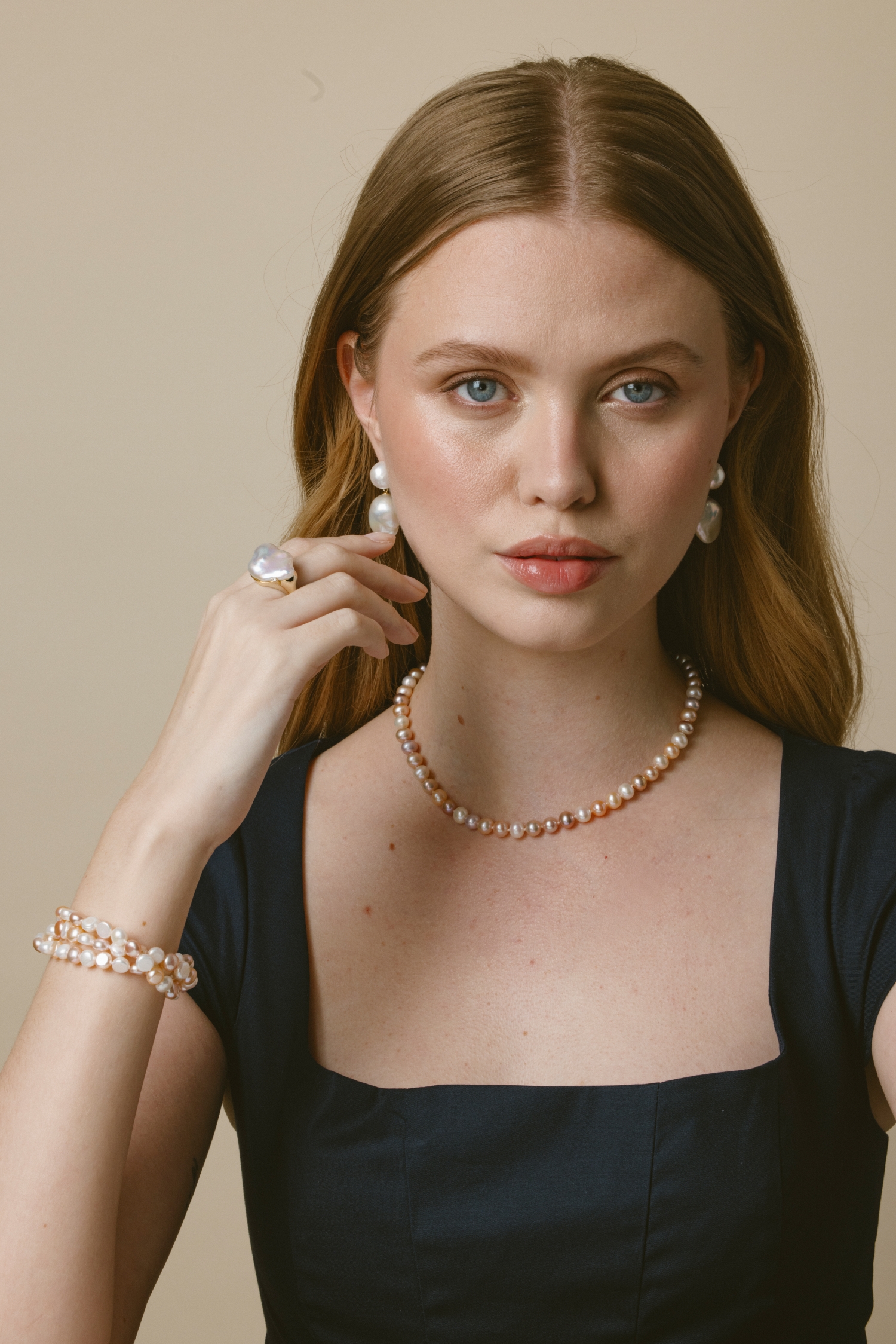 White Freshwater Baroque Pearl Isla Ring