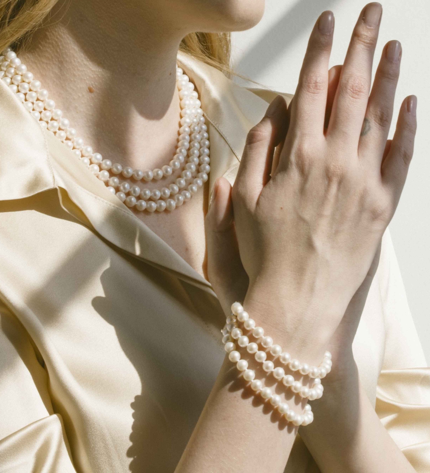 Triple White Freshwater Pearl Bracelet
