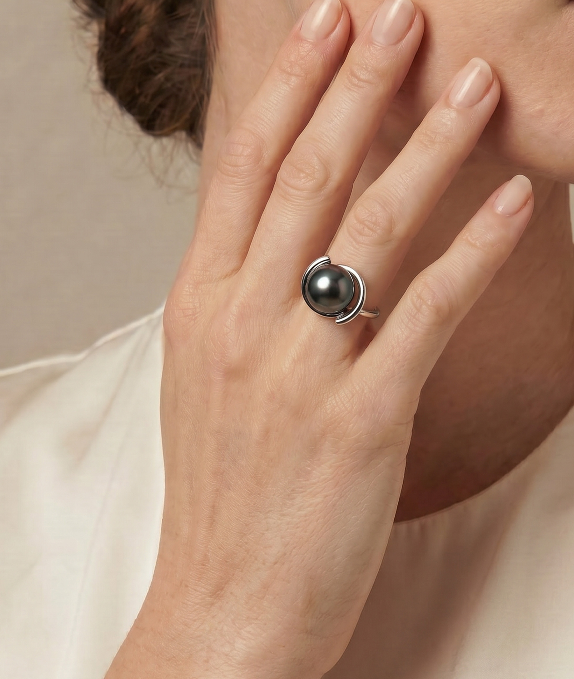 14K Gold Tahitian South Sea Pearl Felicia Ring - Secondary Image