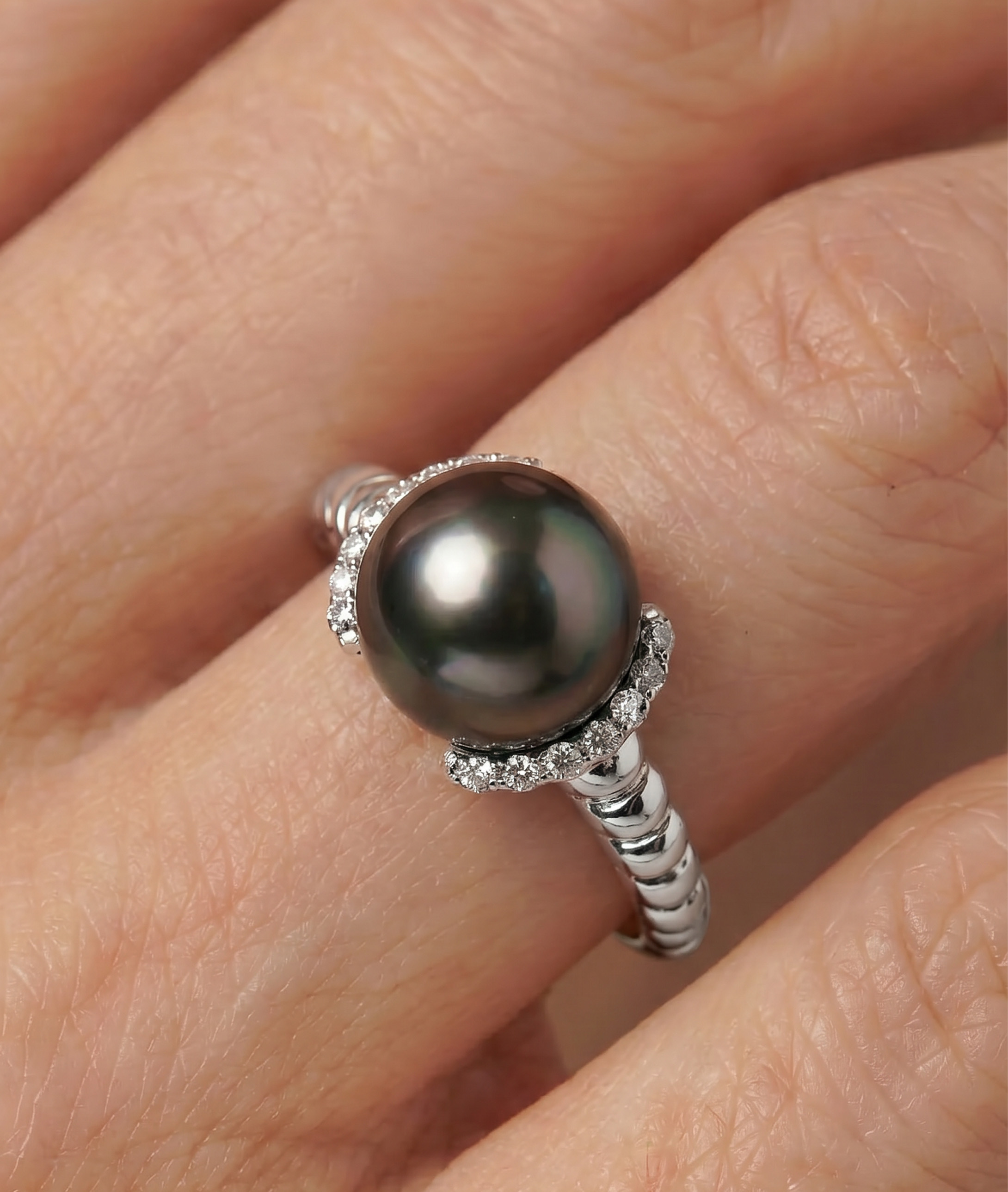 Tahitian South Sea Pearl & Diamond Jackie Ring - Secondary Image