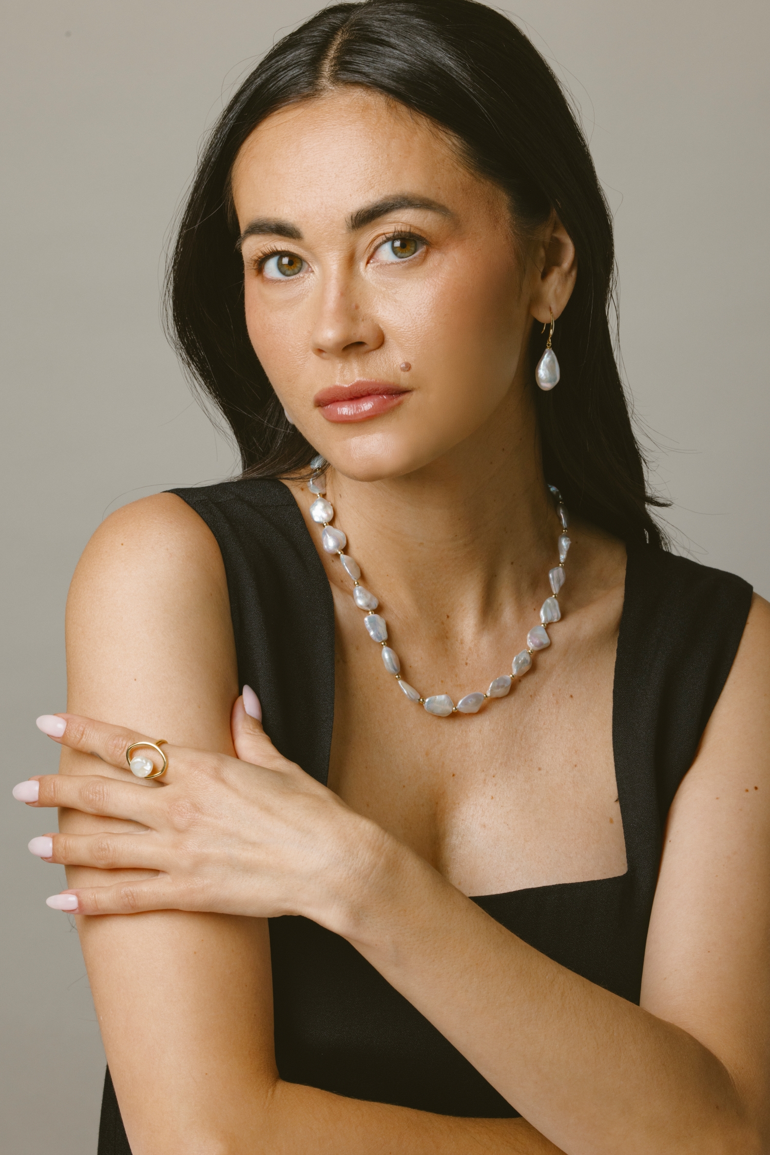 12mm White Freshwater Baroque Pearl Savanah Earrings