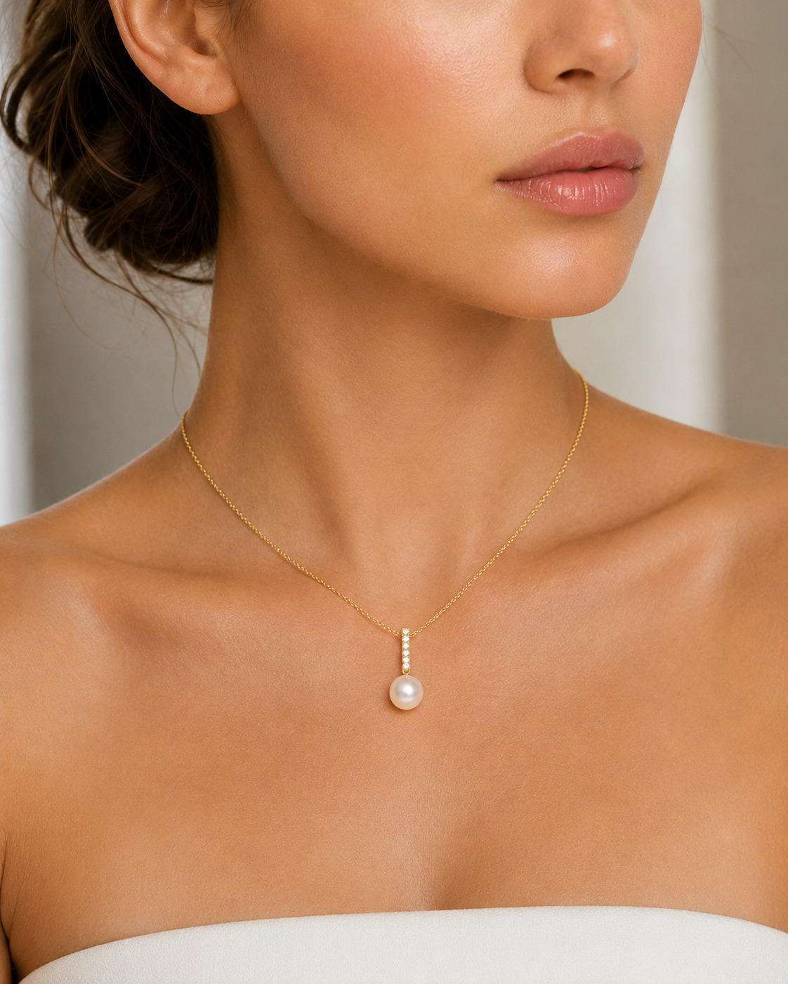 South Sea Pearl Dangling Diamond Pendant - Secondary Image