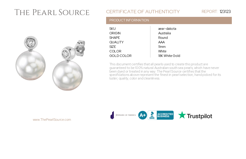 White South Sea Pearl & Diamond Dakota Earrings-Certificate