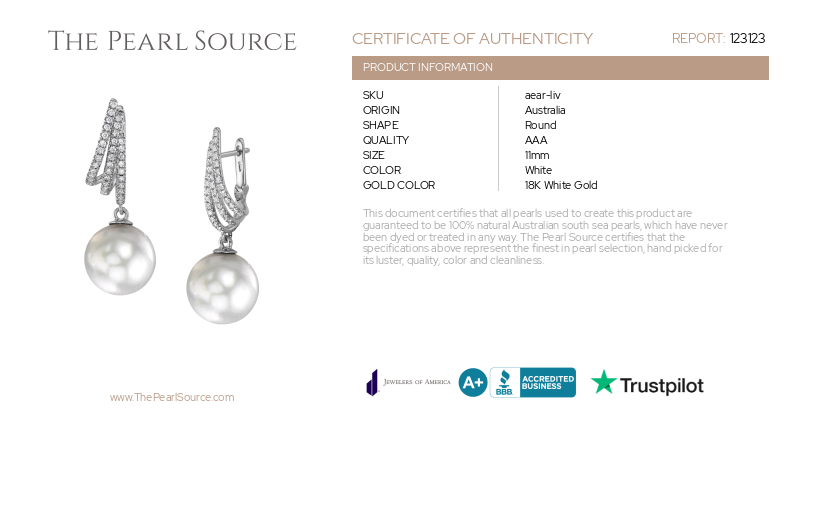 White South Sea Pearl & Diamond Liv Earrings-Certificate