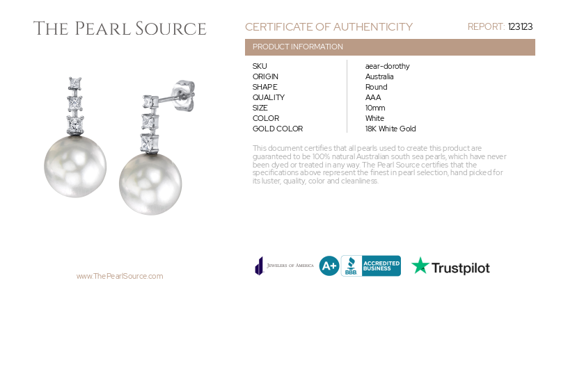 South Sea Pearl & Diamond Dorothy Earrings-Certificate
