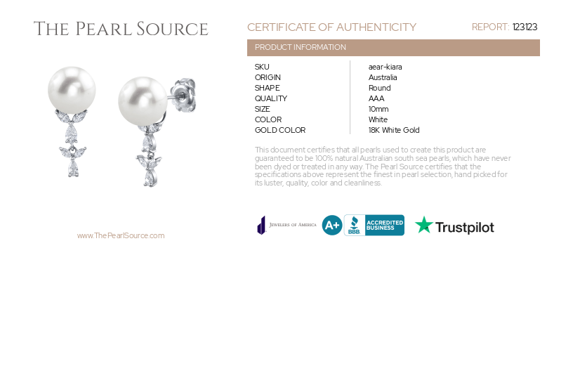 White South Sea Pearl & Diamond Kiara Earrings-Certificate